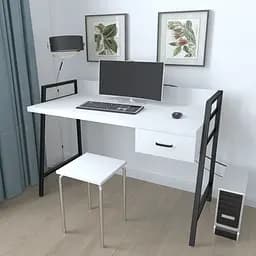 Письмовий стіл Ferrum-decor Комфорт 750x1000x600 Чорний метал ДСП Біле 32 мм (FRD-103422) - мініатюра 2