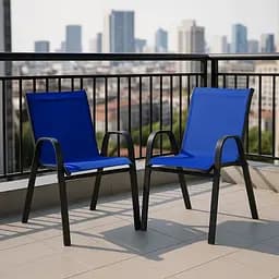 Комплект садових стільців Costway Patio з підлокітниками синій - мініатюра 2