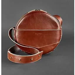 Шкіряна жіноча кругла сумка-рюкзак Maxi світло-коричнева