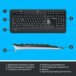 Комплект (Клавіатура та Миша) Logitech MK540 Advanced Combo (920-008685) Wireless Black - мініатюра 6