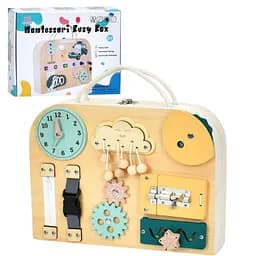 Развивающий бизиборд MD 1344 в форме чемодана с шестернями, застежками, магнитной доской и маркерами