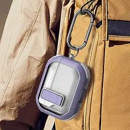 Футляр протиударний Locking Button для навушників Airpods Pro Light Purple - мініатюра 6