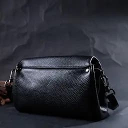 Жіноча шкіряна сумка з трикутним клапаном Vintage 22254 чорна - мініатюра 8