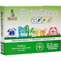 Противоразитарные капли Modes EctoStop для собак до 4 кг 0.5 мл