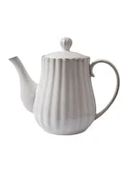 Керамічний чайник Lene Bjerre білий рифлений вертикальний дизайн 1150 мл