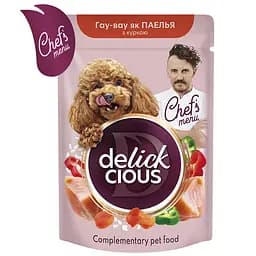 Влажный дополнительный корм для собак Delickcious паэлья с курицей, рисом и овощами 85 г   