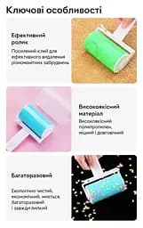 Многоразовый липкий ролик для чистки одежды Semi Sticky roller for clothes с чехлом, Pink - мініатюра 5