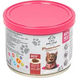 Влажный корм для кошек Pet Chef кусочки в желе с говядиной 200 г