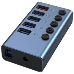 Концентратор Dynamode 5 ports USB3.0 to 4*USB3.0+2.4А Power Adapter 2.5A/12V (DM-UH-P405-G)