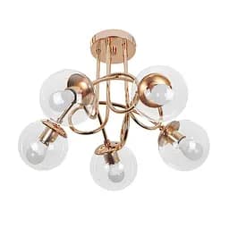 Люстра стельова LED Levistella 7529910-5 GOLD+CL, 5 плафонів, E27, золотий метал, прозоре скло, сучасний стиль для дому