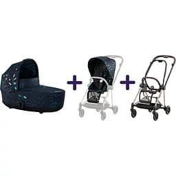 Люлька Cybex Mios Lux R Jewels of Nature + Текстиль для прогулянкового блоку Cybex Mios Jewels of Nature + Шасі для коляски Cybex Mios LS RBA Rosegold