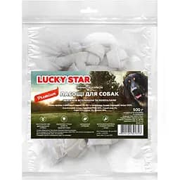 Лакомства для собак Lucky Star Кость-узелок из беленой сыромятной кожи 500 г
