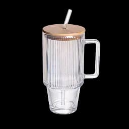 Кружка стеклянная с крышкой и трубочкой 750 (мл) Yiwu HP-19-49