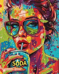 Набір для розпису по номерах Дівчина з содовою, Ideyka, 40x50 см, КНО5126