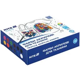 Краски акриловые для ткани Kite Creative 12 цветов 20 мл (K-276)