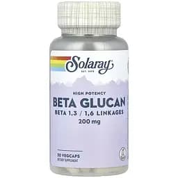 Бета-глюкан Solaray High Potency Beta Glucan 200 мг 30 веганських капсул