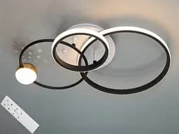 Стильная светодиодная потолочная люстра кольца, 45Вт, белый+черный