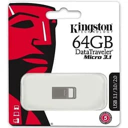 USB флеш-накопичувач Kingston DataTraveler Micro 64GB USB-A 3.1 Metal [DTMC3/64GB] [66628] - мініатюра 2