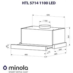 Витяжка телескопічна Minola HTL 5714 BL 1100 LED - мініатюра 11
