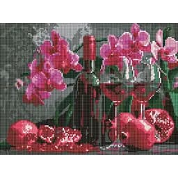 Алмазная мозаика Вино и орхидеи AMO8118, 30х40 см