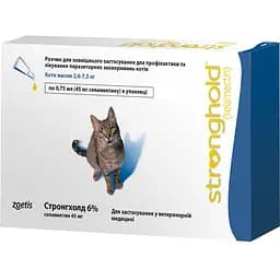 Краплі Стронгхолд 6% для котів від бліх та кліщів 1 піпетка х 0.75 мл (10008307-1)