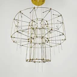 Невагома золота двоярусна люстра Ø 60 см | Арт. MJ 205-600 Titanium | Line F