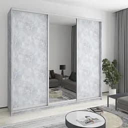 Шафа-купе тридверна MebelStar Уні AL 2ДСП/Дзеркало 260x60x240 см Бетон (MBS-1968)