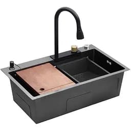 Кухонная мойка Kroner KRP Schwarze - SET7546HM PVD (3.0/0.7 мм) (CV032277)