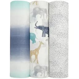 Набір багаторазових пелюшок Aden + Anais Expedition, бамбуковий муслін, 120х120 см, різнобарв'я, 3 шт. (ASWS30005)