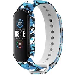 Ремінець Uwatch TPU Replacement Print Design Wrist Strap for Mi Band 5/6/7 Military Blue