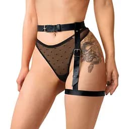 Гартер на ногу Art of Sex - Petra, натуральна шкіра, розмір XS-2XL, колір чорний