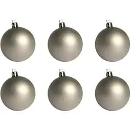 Набір ялинкових куль Linhai 6 шт D6 см сріблястий матовий пластик (030620-1)