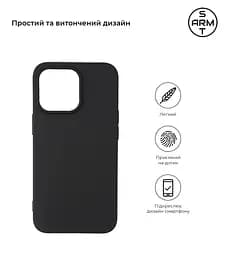 Чехол-накладка для смартфона Apple iPhone 13 Pro противоударный, силиконовый, термополиуретановый (ТПУ), с защитой камеры и корпуса, черный, защита всего корпуса, ArmorStandart (ARM59928) - мініатюра 2