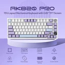Ігрова механічна бездротова клавіатура AJAZZ AK820 Pro, Flying Fish Switch, RGB, Hot-Swap, Rapid Trigger, Білий - мініатюра 2
