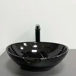 Умивальник VBI Parma black marmo glossy накладний VBI-011023, Чорний - мініатюра 2