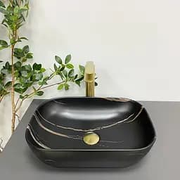 Умивальник VBI Ravenna black stone matt накладний VBI-011214, Чорний матовий
