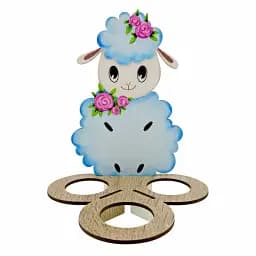 Великодня підставка блакитна з ягням на 3 яйця