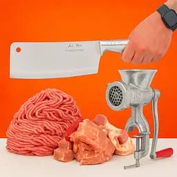 Мясорубка ручная большая с насадкой для колбас Харьков-102 33 кг/ч с тесаком для мяса, RS 87839