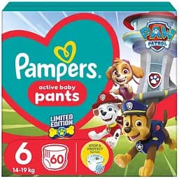 Подгузники Pampers Extra Large Размер 6 (14-19 кг) Paw Patrol 60 шт (8006540863657)