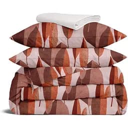Комплект постільної білизни Cosas Leafs Двоспальний теракотовий (LeafTerrakotBeige_El160-30RoseLight_180)