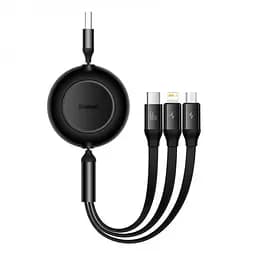 Кабель Baseus Bright Mirror 2 Series Retractable 3-in-1 Cable USB to MicroUSB+Lightning+Type-C 66W 1.1m CAMJ010101 Black