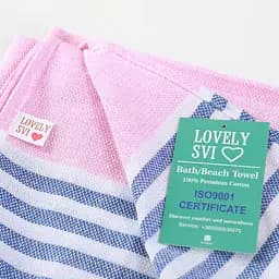 Рушник пештемаль Lovely Svi бавовняний, пляжний, хамам, spa - XХL 100x180 см Pink/Blue Stripes (7032025) - мініатюра 2