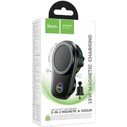 Автотримач з БЗП Hoco HW36 Electric 15W with cooler (air outlet) Black - мініатюра 2