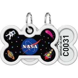 Адресник для собак і котів Waudog Smart ID з QR паспортом, NASA, L, 40х28 мм