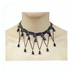 Чокер ажурный с подвесками и камнями