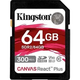 Карта пам'яті SDXC (UHS-II U3) Kingston Canvas React Plus 64Gb class 10 V90 (R-300MB)