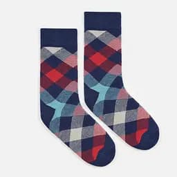 Шкарпетки з принтом ромби високі безшовні якісні ORGANIC cotton JILL ANTONY 42-43, Синій