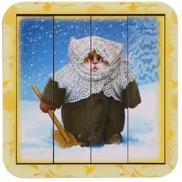 Деревянный пазл-вкладыш Котик - 3 Ubumblebees (ПСД114) PSD114 разрезной