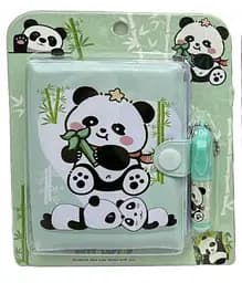 Блокнот на кнопці ПВХ з ручкою-брелоком Панда, 8x10 см, 45 аркушів (В асортименті)