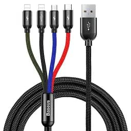 Кабель Baseus combo Fast Micro USB + 2 Lightning + Type-C 120 см 3.5A 4 штекера черный